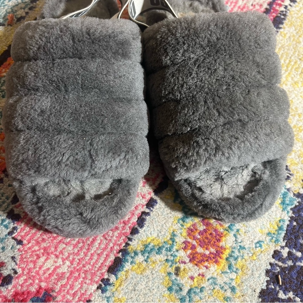 Ugg Fluff Yeah Charcoal Slides Size 9 - image 3